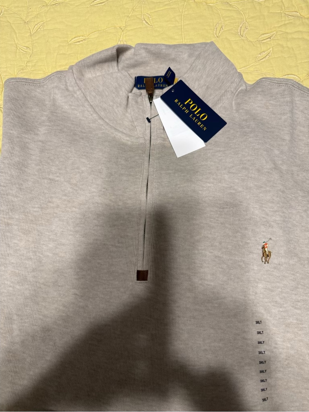 Ralph Lauren Beige/Tan Half-Zip Polo Sweatshirt